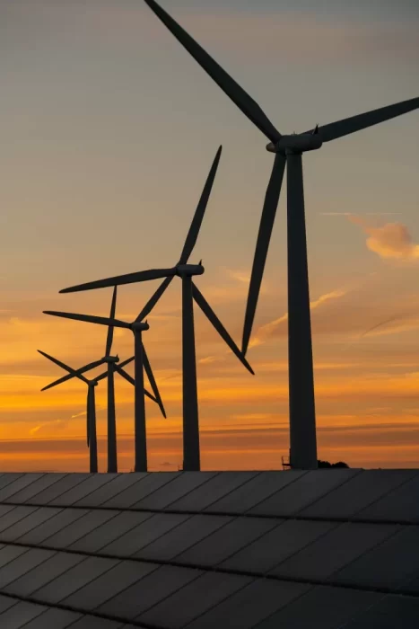 Wind turbine energy generaters on wind farm